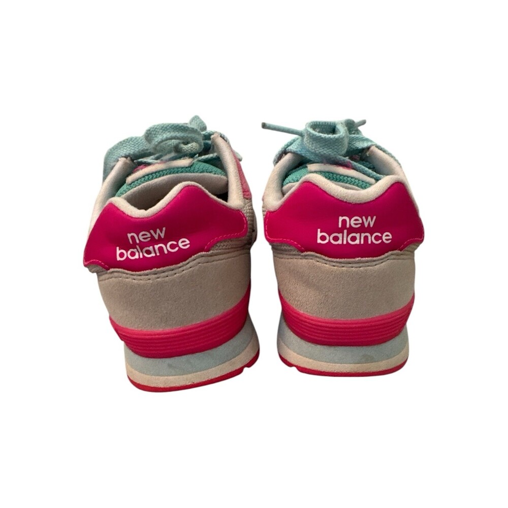 New Balance Girls Size 2 Sneakers Gray Pink Aqua Lace Up Low Top Rubber Sole Ath - Picture 5 of 12